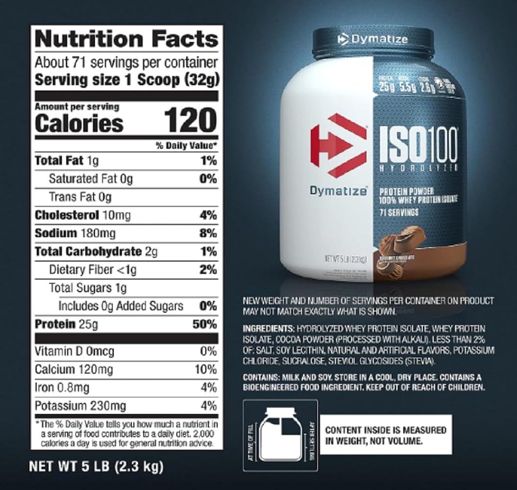 Dymatize Iso 100 Hydrolyzed Protein Powder 100% Whey Protein Isolate, Gourmet Chocolate, 2.3 Kg