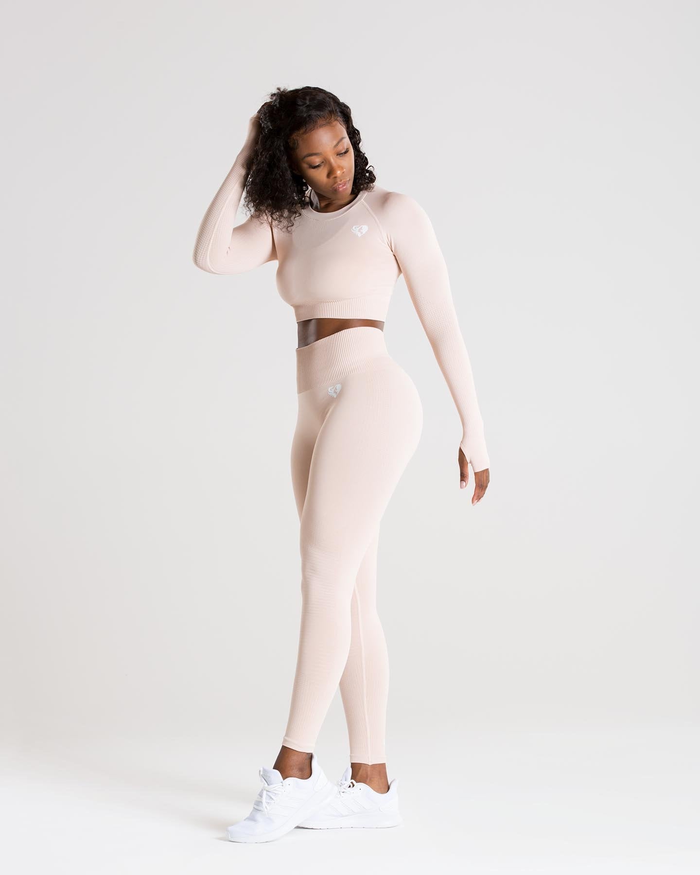 Power Seamless Long Sleeve Crop Top | Nude